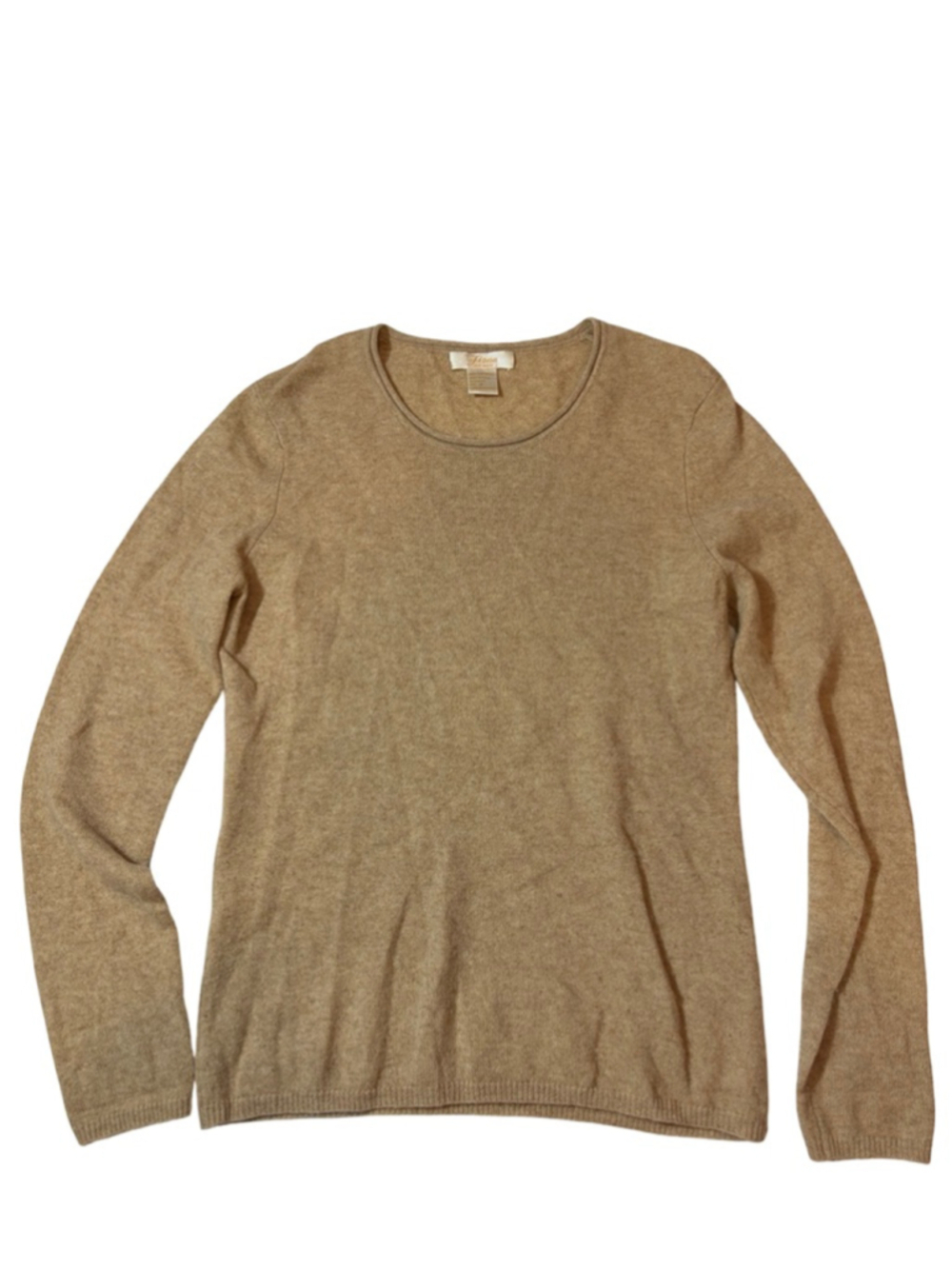 Fiona 100% Cashmere Camel Crewneck Sweater Womens Medium Minimalist